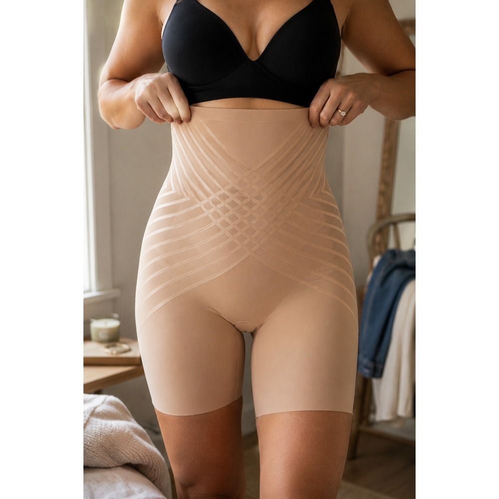 NWT Honeylove Silhouette High-Waist Shapewear Short Compression Nude Sand M